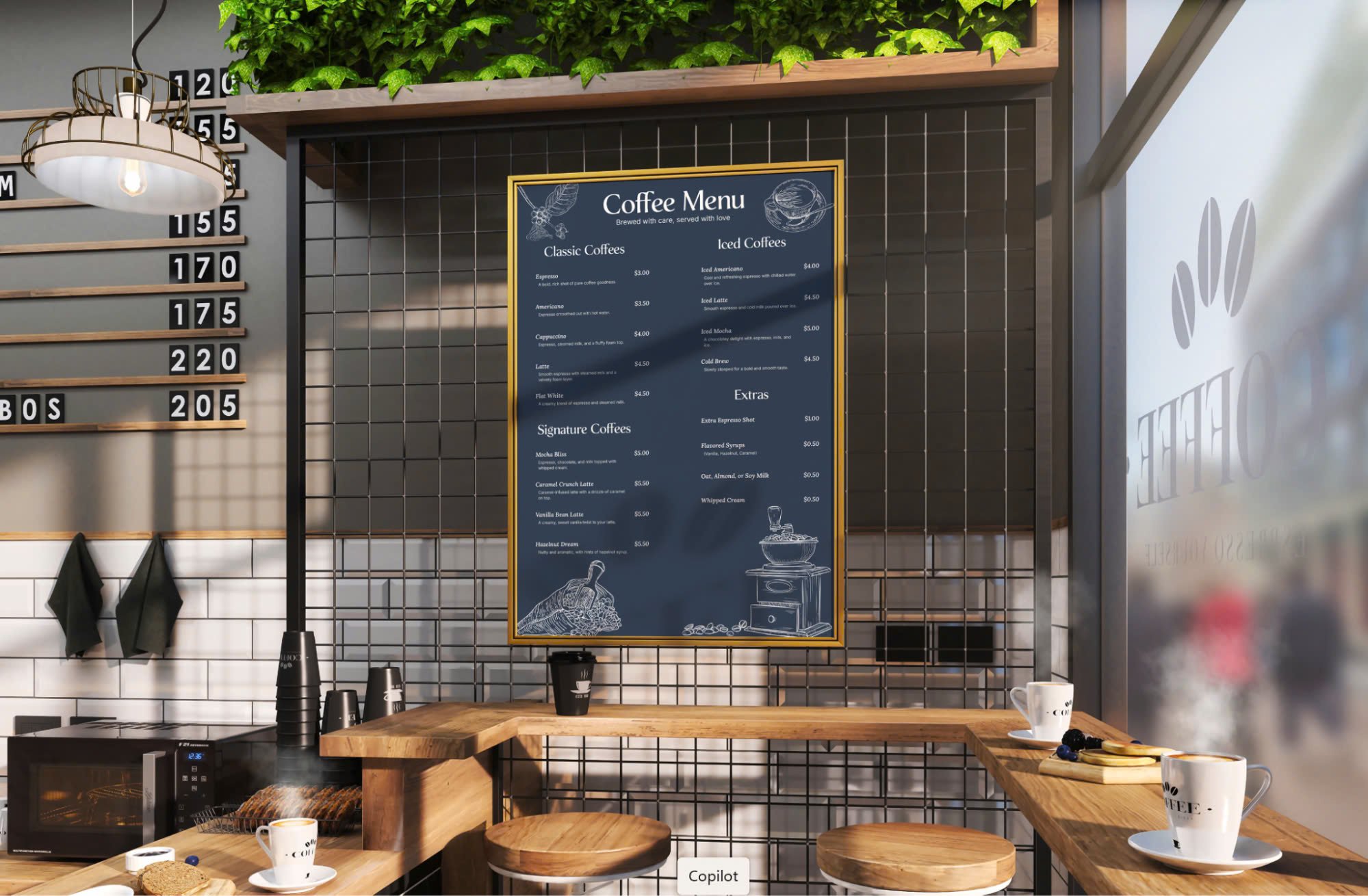 Thiết kế menu dễ đọc, dễ chọn lựa, nhấn mạnh vào món signature