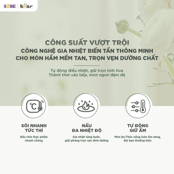 2. Công suất mạnh mẽ 800W - Đun sôi nhanh