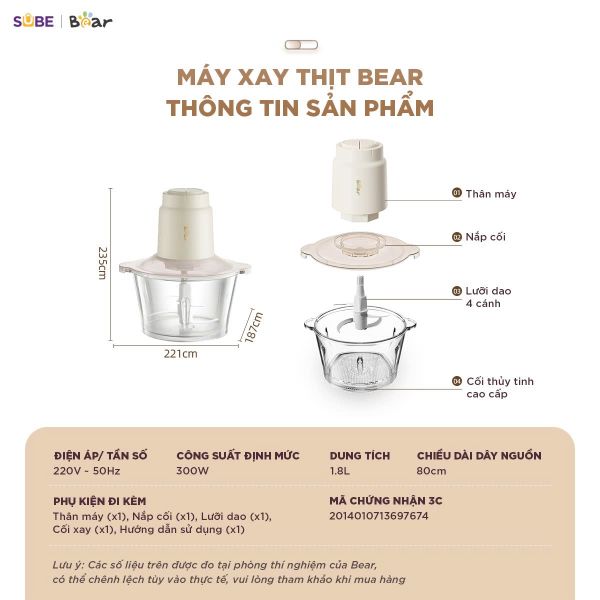 Thông Số Kỹ Thuật Máy Xay Thịt Bear CH-5H03E33