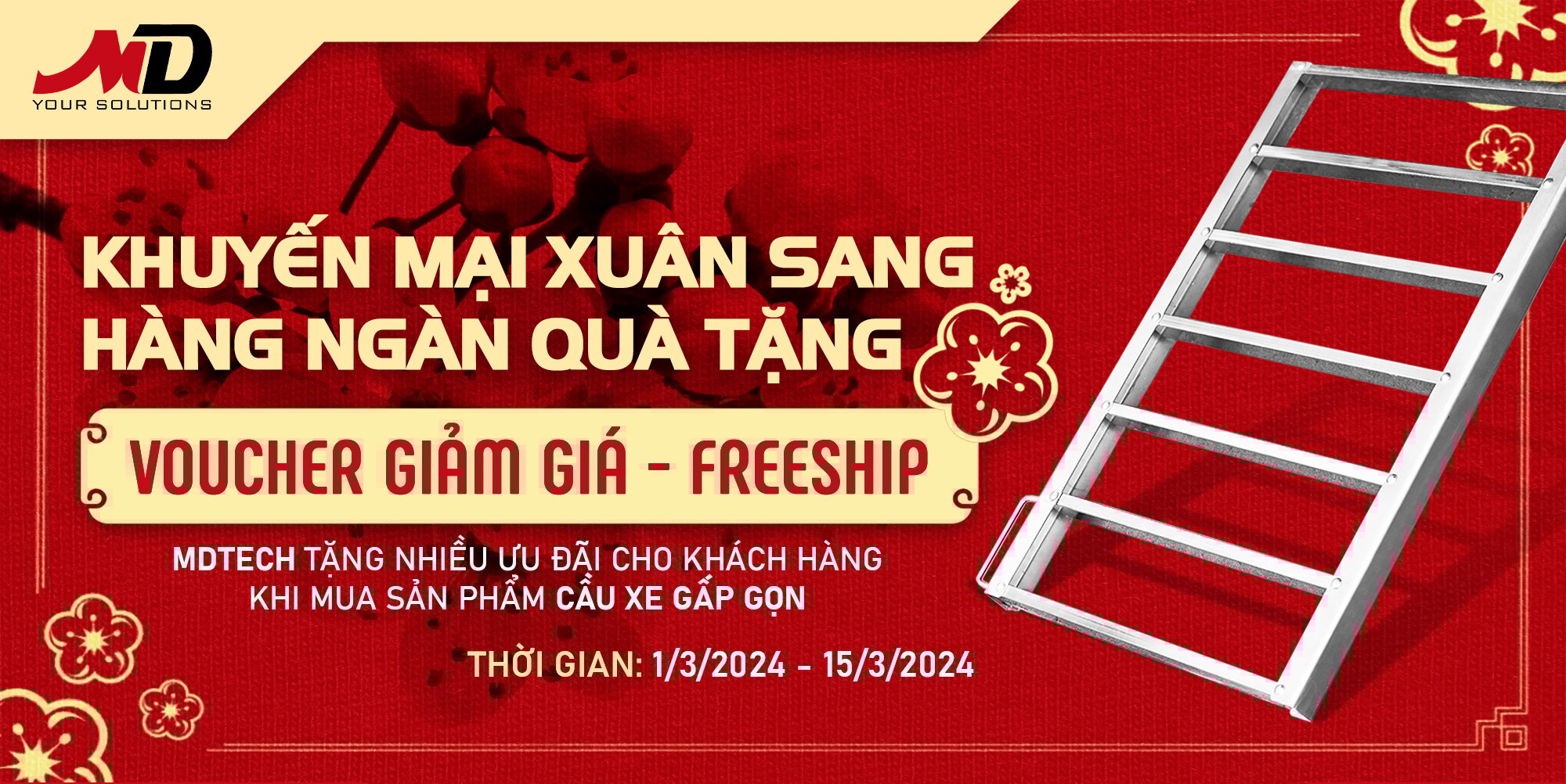 Khuyến mại cầu dắt xe gấp gọn thông minh MDTECH xuân sang hàng ngàn quà tặng