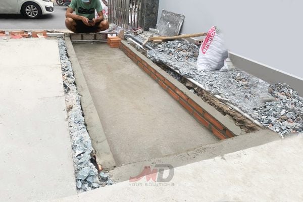 cos nền hố kỹ thuật cầu dốc ô tô âm sàn