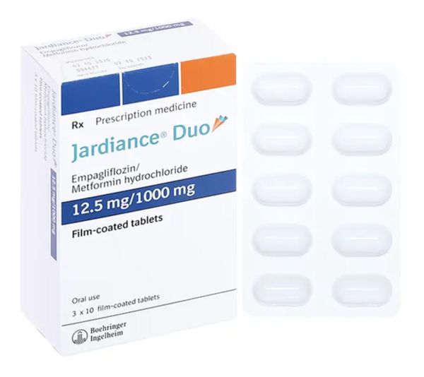 Jardiance Duo 12.5mg 1000mg trị đái tháo đường (3 vỉ x 10 viên)