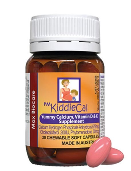 Viên nhai Pm KiddieCal bổ sung canxi và vitamin D, vitamin K chai 30 viên