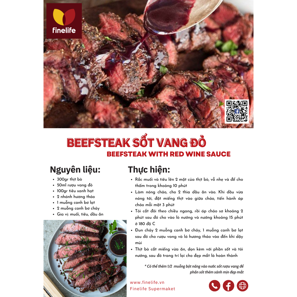 BEEFSTEAK SỐT VANG ĐỎ - BEEFSTEAK WITH RED WINE SAUCE