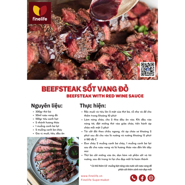 BEEFSTEAK SỐT VANG ĐỎ - BEEFSTEAK WITH RED WINE SAUCE