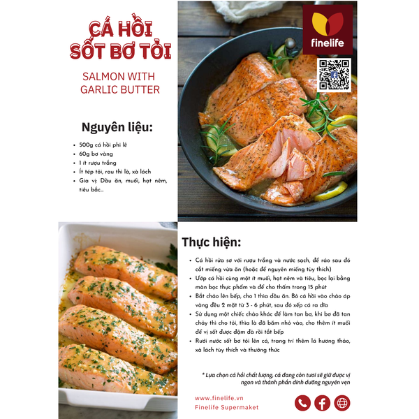 CÁ HỒI SỐT BƠ TỎI - SALMON WITH  GARLIC BUTTER