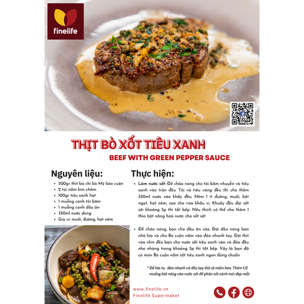 THỊT BÒ SỐT TIÊU XANH - BEEF WITH GREEN PEPPER SAUCE