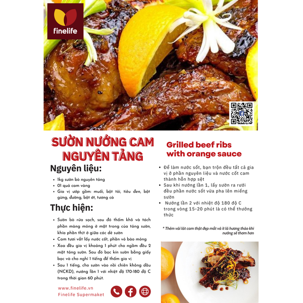 SƯỜN NƯỚNG CAM NGUYÊN TẢNG -  Grilled beef ribs with orange sauce