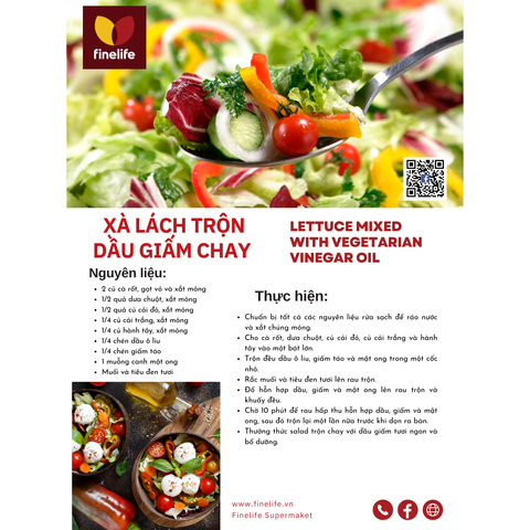 XÀ LÁCH TRỘN DẦU GIẤM CHAY  LETTUCE MIXED WITH VEGETARIAN VINEGAR OIL