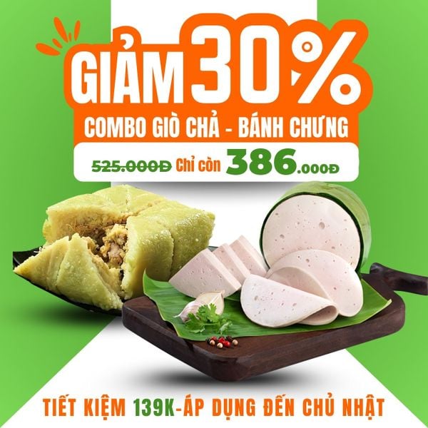 Combo Bánh Chưng + Giò Chả 1kg – Giao Nóng Trong Ngày, Tiết Kiệm 30%