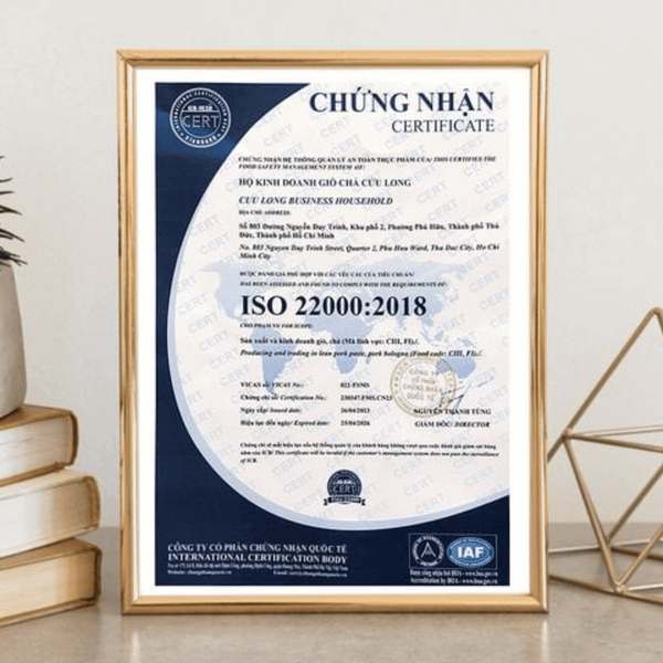 Ảnh Chứng nhận ISO 22 000