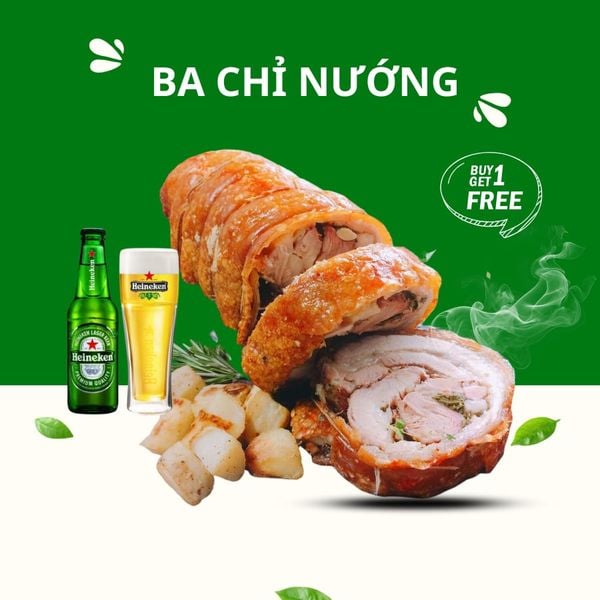 Ba Chỉ Cuộn Nướng Da Giòn của Ẩm Thực Cửu Long – món nướng hấp dẫn, da giòn rụm, an toàn.