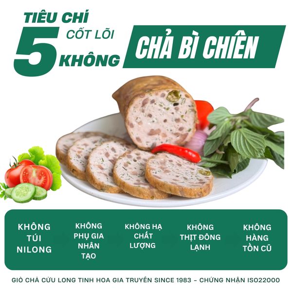 Chả bì chiên không phụ gia nhân tạo từ Giò Chả Cửu Long, đảm bảo an tâm chất lượng với 5 cam kết 