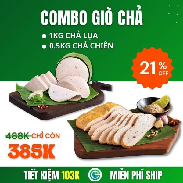 Combo Giò Chả Sạch – 1kg Chả Lụa + 0.5kg Chả Chiên, Giao Nóng Trong Ngày
