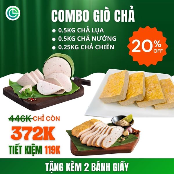 Combo Giò Chả Ngon Cửu Long với chả lụa, chả nướng, chả chiên (0.25KG) đạt chuẩn ISO 22000 và ưu đãi 20% tại TPHCM – Bí quyết bữa cơm hạnh phúc.