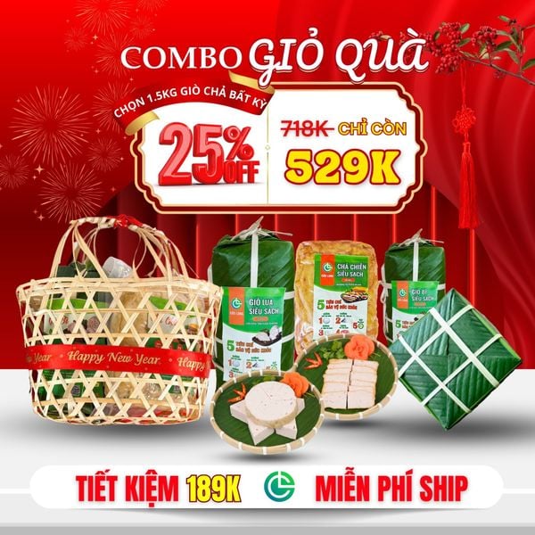 Combo Giò Chả 1.5kg + Bánh Chưng Lá Chuối – Giao Nóng, Quà Biếu Sạch