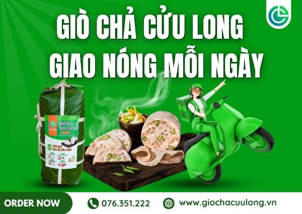 Dịch vụ giao chả lụa bì ớt xiêm xanh TPHCM nhanh chóng của Giò Chả Cửu Long.