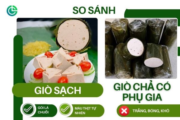 So sánh giò chả có phụ gia và giò chả tự nhiên không phụ gia