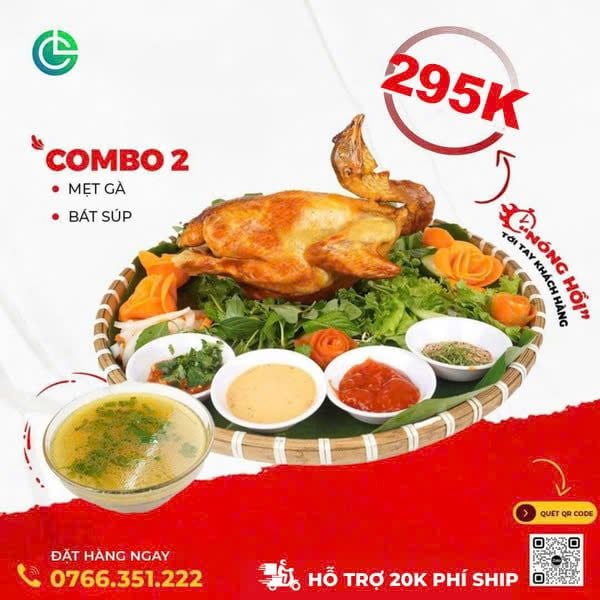 Combo 2 Gà Nướng Rượu Cửu Long – gà ta nguyên con 1.8kg, tặng kèm súp, rau dưa – giao nóng mỗi ngày
