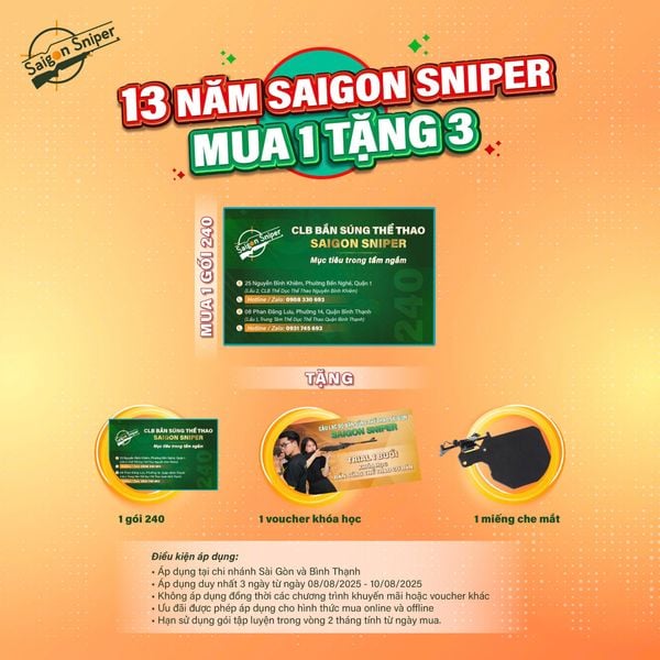 MUA 1 TẶNG 3 – ƯU ĐÃI MỪNG SINH NHẬT 13 NĂM SAIGON SNIPER