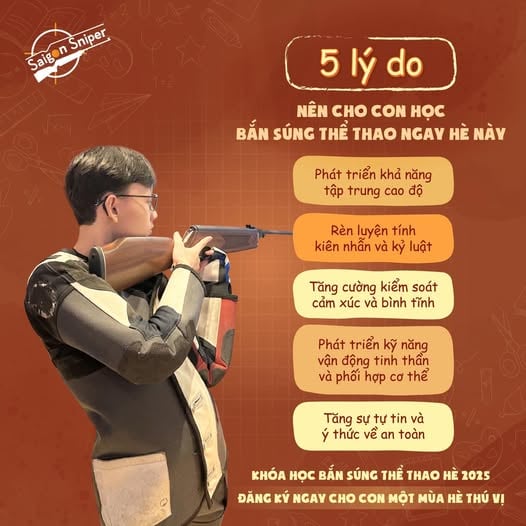5 LÝ DO NÊN CHO CON HỌC BẮN SÚNG THỂ THAO HÈ NÀY