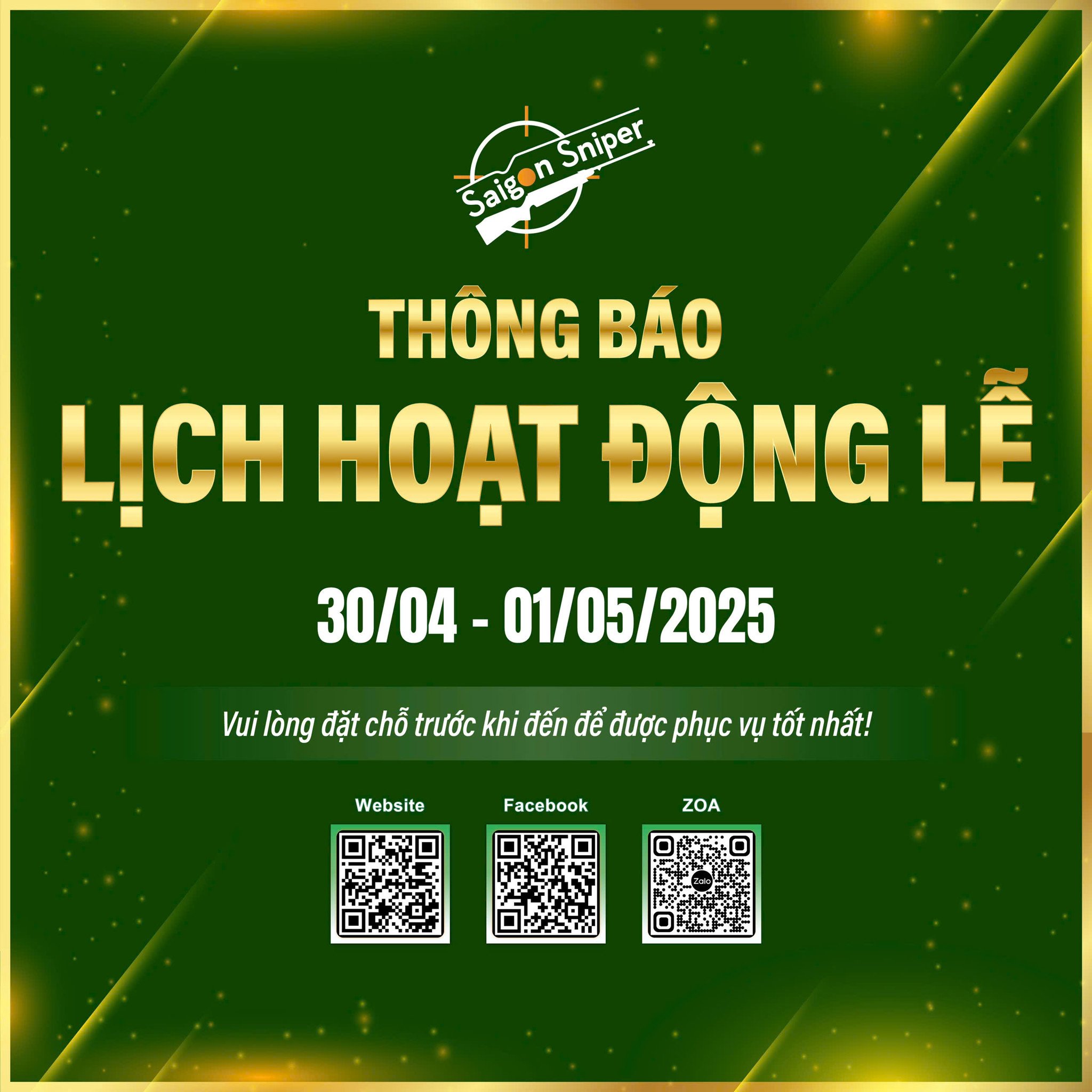 THÔNG BÁO HOẠT ĐỘNG DỊP LỄ 30/04/2025 - 01/05/2025