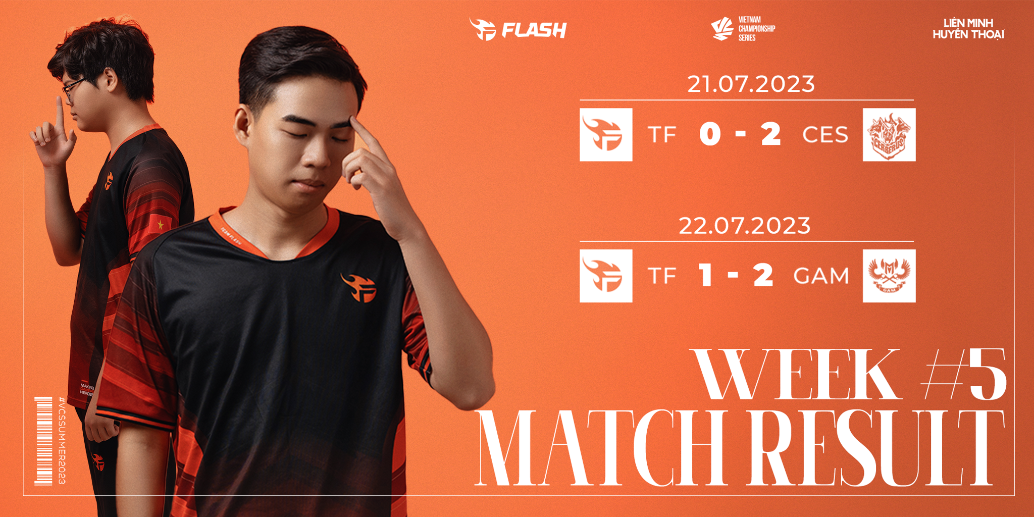 KẾT QUẢ THI ĐẤU TUẦN 5 VCS HOÀNG HÔN 2023 - TEAM FLASH LOL