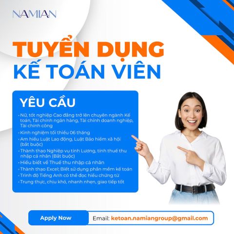 [ĐÀ NẴNG] NAMIAN TUYỂN DỤNG VỊ TRÍ KẾ TOÁN VIÊN