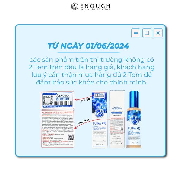 phân biệt hàng thật hàng giả kem nền collagen enough 2