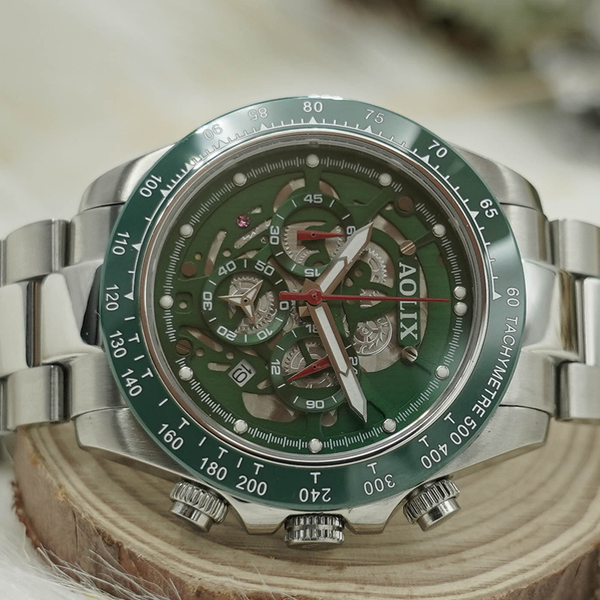 đồng hồ chronograph tachymetre aolix al-7085g sapphire chính hãng