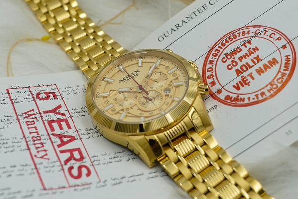 đồng hồ nam chronograph 6 kim aolix al-7089g sapphire