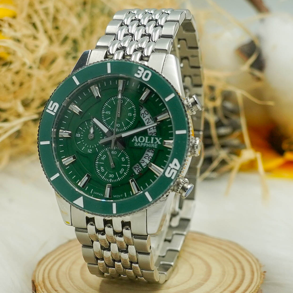 đồng hồ nam dây thép 6 kim aolix al-7090g sapphire chính hãng