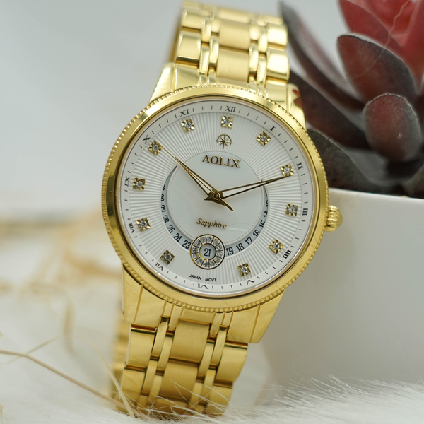 đồng hồ nam dây thép aolix al-9136g sapphire