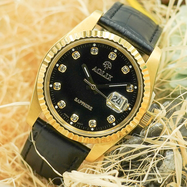 đồng hồ thời trang nam dây da aolix al-9147g sapphire bảo hành chính hãng 5 năm