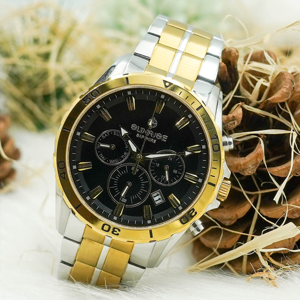 đồng hồ nam 6 kim dây thép sunrise dm760swa sapphire