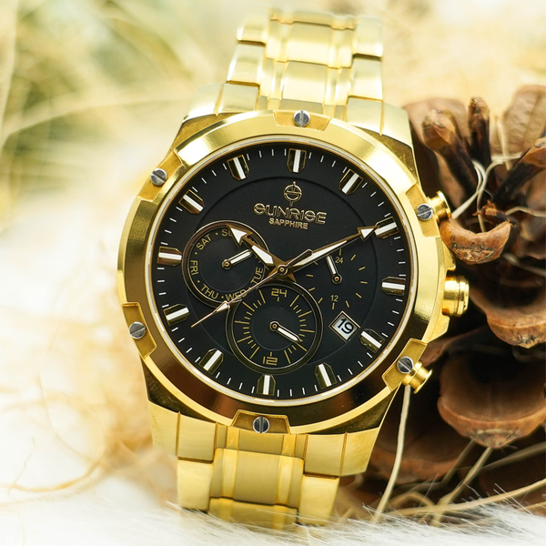 đồng hồ nam 6 kim dây thép sunrise dm761swa sapphire