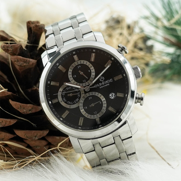 đồng hồ nam 6 kim dây thép sunrise dm755swa sapphire