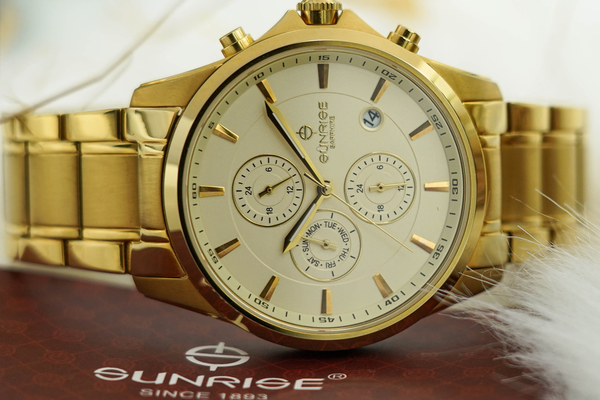 đồng hồ nam dây thép 6 kim sunrise dm758swa sapphire