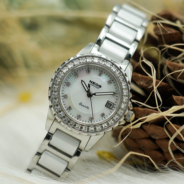 đồng hồ nữ dây sứ neos n-20690al sapphire bảo hành chính hãng 5 năm