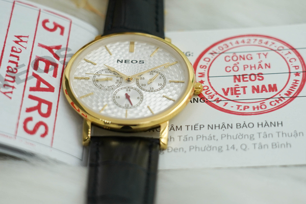 đồng hồ nam dây da 6 kim neos n-30887m sapphire