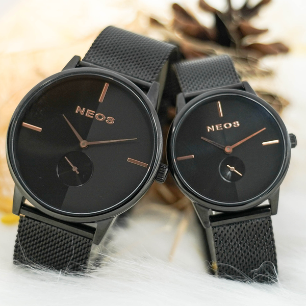 đồng hồ đôi dây lưới neos n-40679 sapphire chính hãng