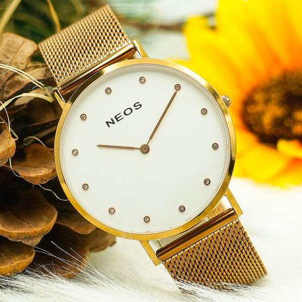 đồng hồ nam mặt số đính kim cương dây lưới neos n-40687m sapphire chính hãng