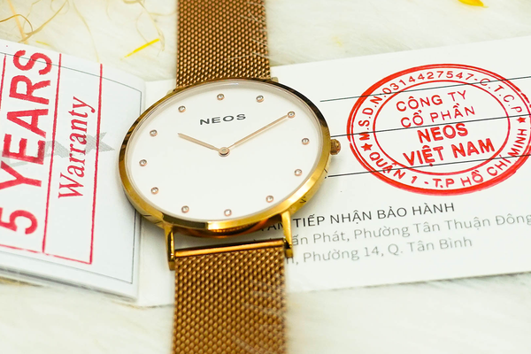 đồng hồ nam mặt số đính kim cương dây lưới neos n-40687m sapphire chính hãng