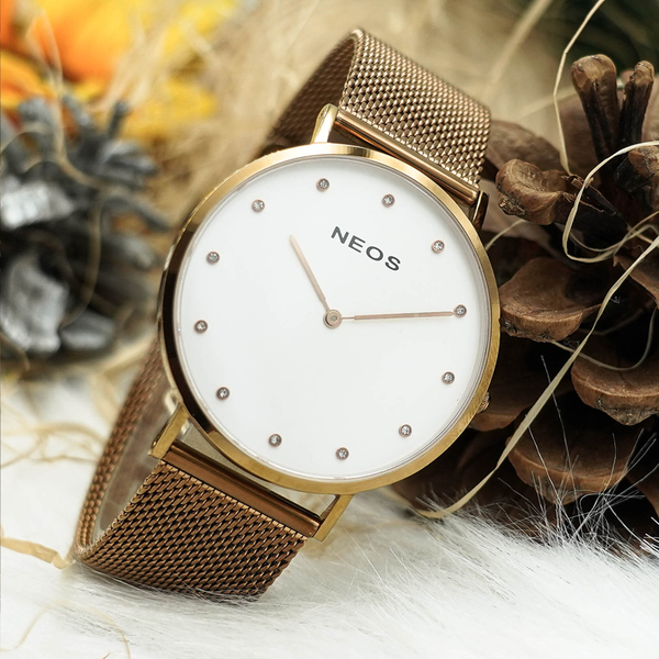 đồng hồ nam mặt số đính kim cương dây lưới neos n-40687m sapphire chính hãng