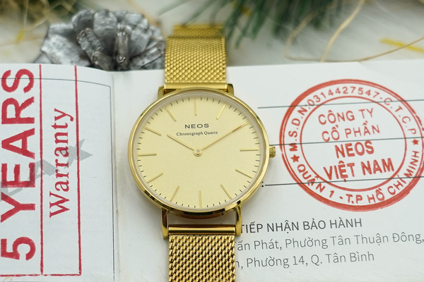 đồng hồ nữ dây lưới neos n-40687l sapphire bảo hành chính hãng 5 năm