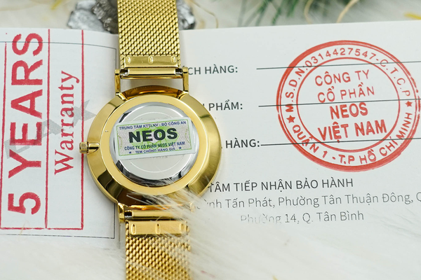 đồng hồ nữ dây lưới neos n-40687l sapphire bảo hành chính hãng 5 năm