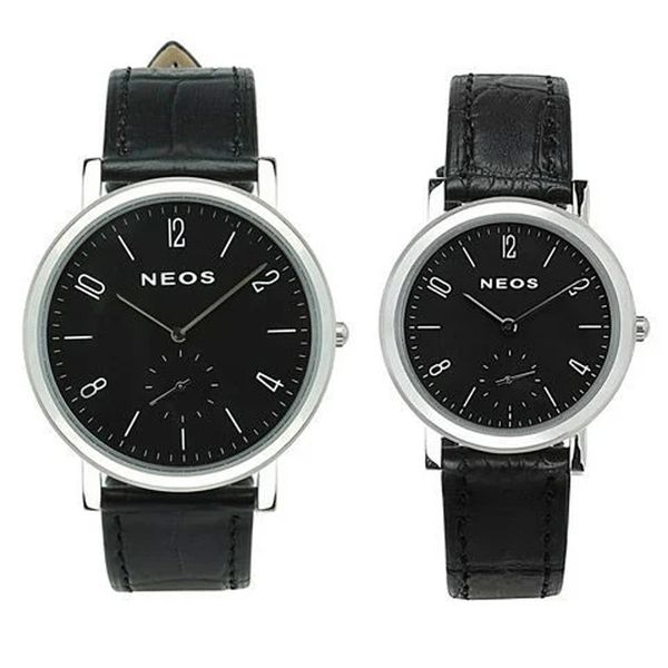 đồng hồ đôi dây da neos N-40728 sapphire bảo hành chính hãng 5 năm