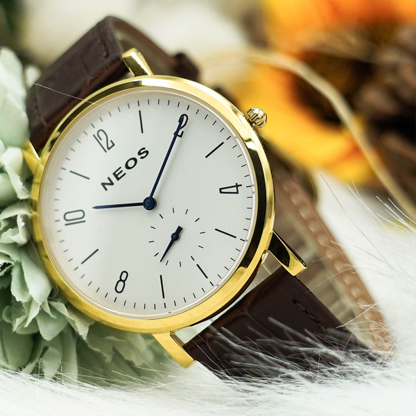 đồng hồ đôi dây da neos N-40728 sapphire bảo hành chính hãng 5 năm