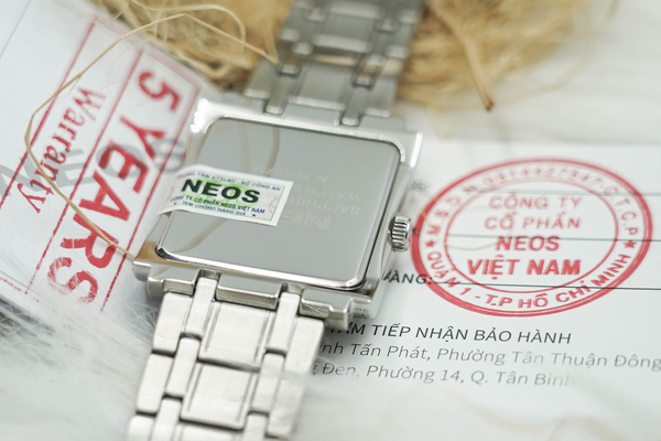 đồng hồ nam mặt vuông 6 kim dây thép neos n-50557m sapphire