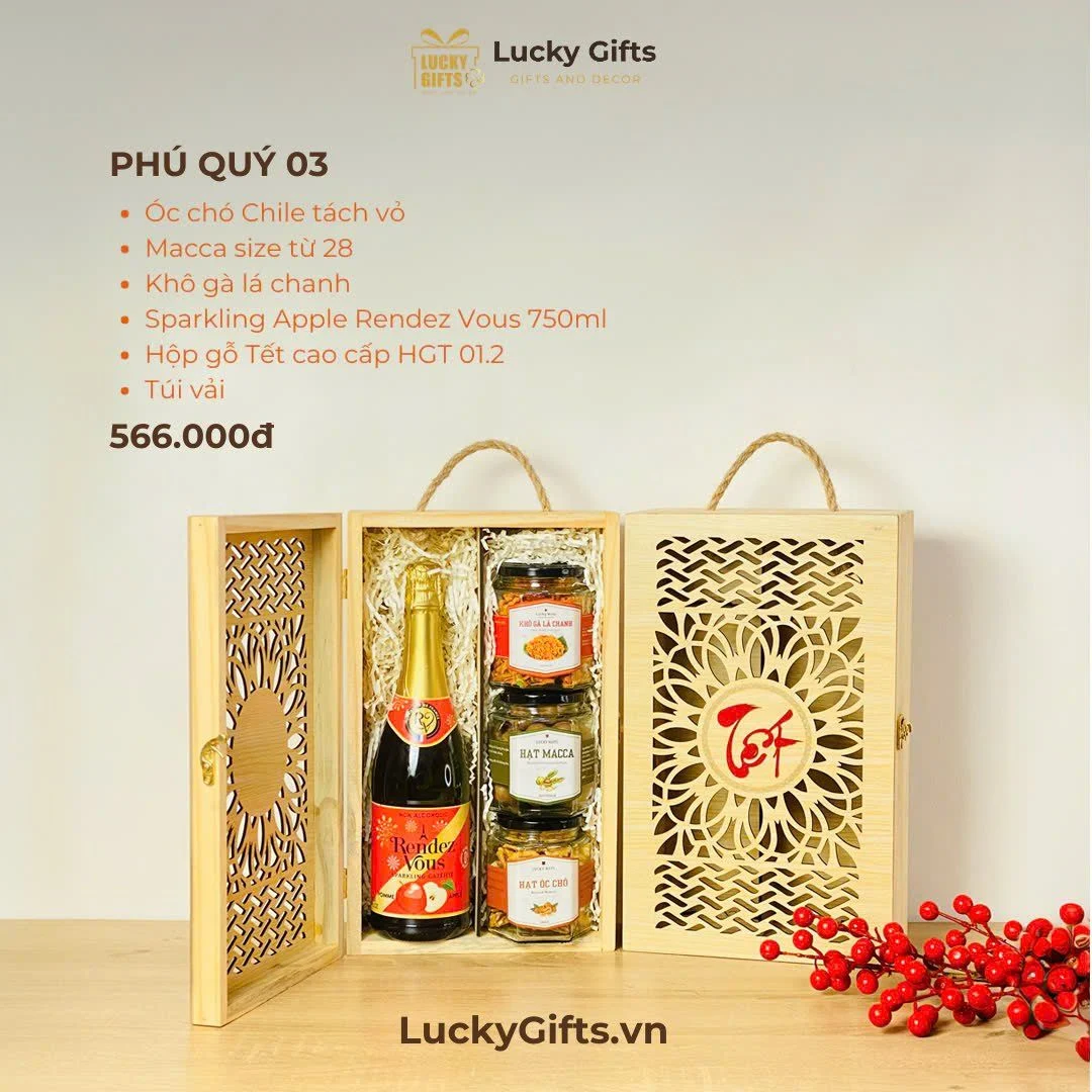Review các dòng hộp quà Tết gỗ sang trọng
